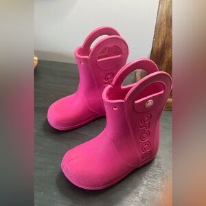 CROCS pink rain boots size 10
